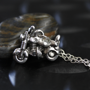 Little Silver Motorcycle Necklace