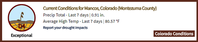 Exceptional Drought in Soutwest Colorado 2018